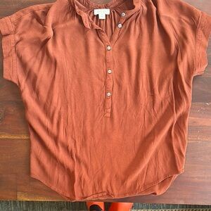 Orange Short Sleeve Polo Button Down